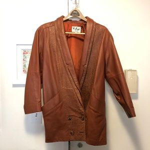 Vintage Genuine Leather Camel Brown Coat